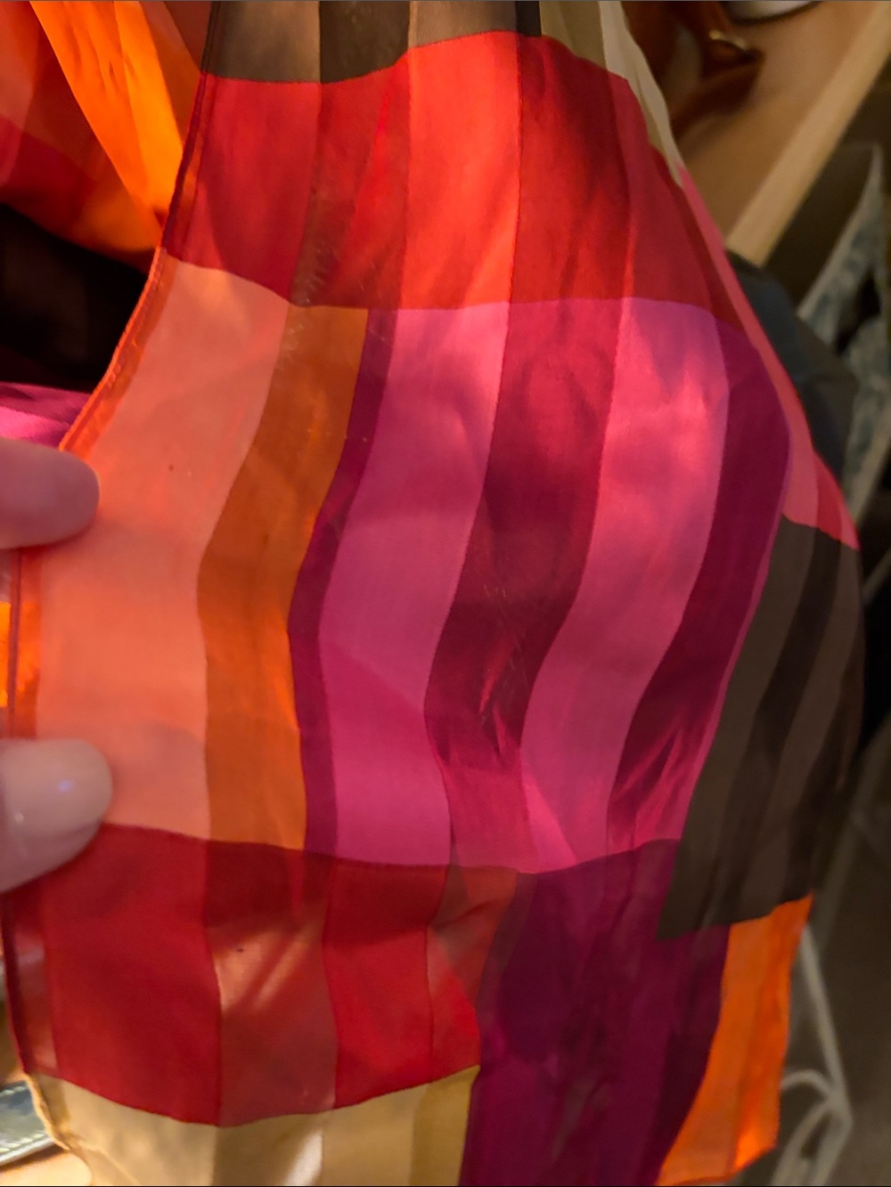 Echo silk colorful color block long scarf 60” long 10” wide. - Picture 2 of 4